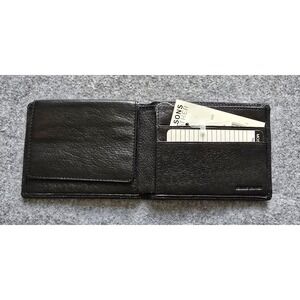 NWT Vintage Wilson's Lesther Textured Men's Classic Bifold Wallet in black